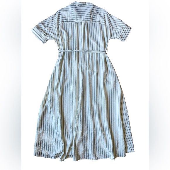Max Studio London Striped Shirt Button Down Dress Belted Midi – Size Medium - Picture 4 of 11